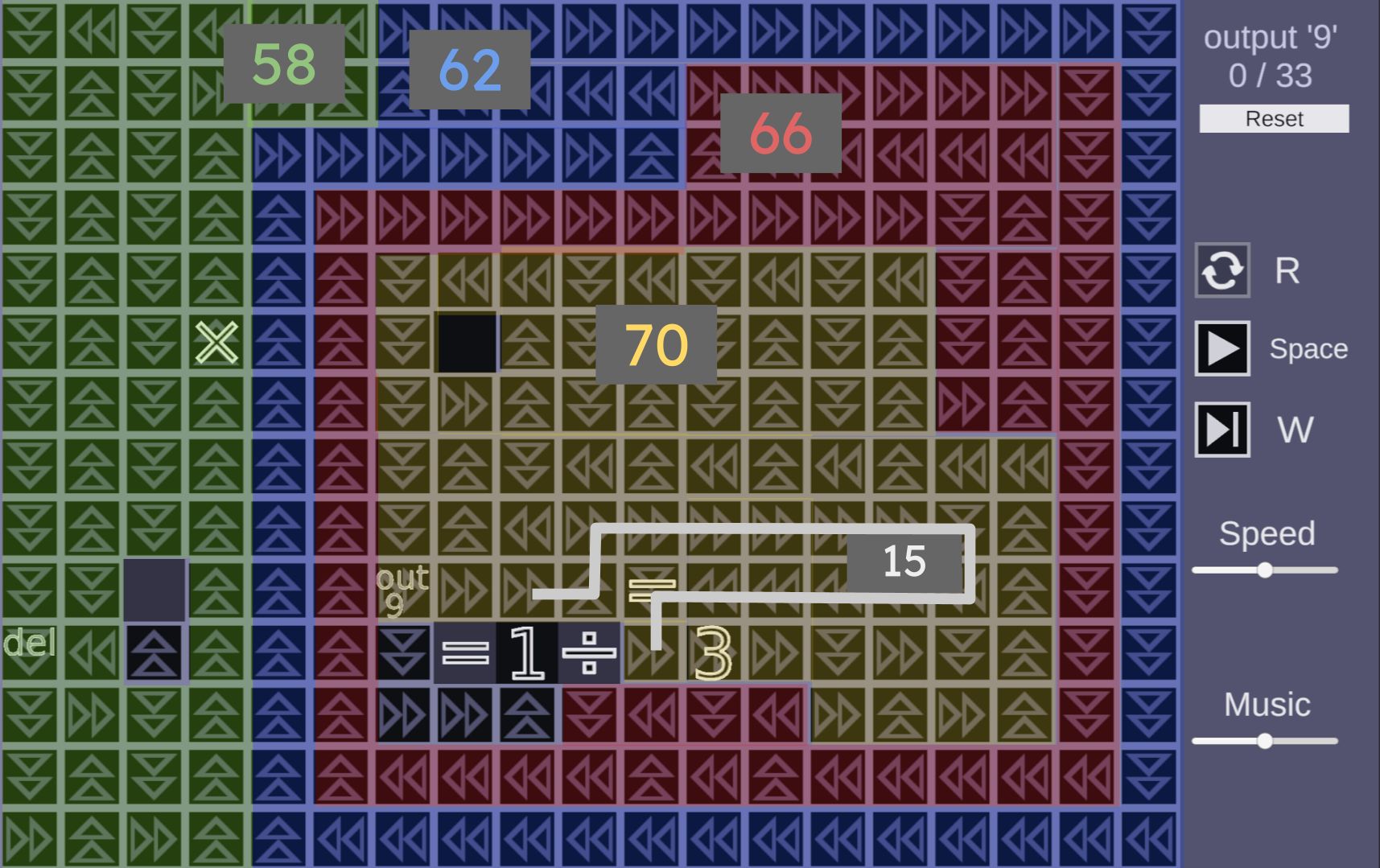 The color-coded map of the 4-loop machine